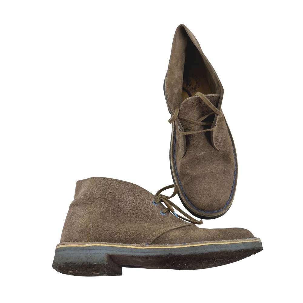 Clarks Originals Desert Boot Brown Suede Blue Stitching Mens 8‎